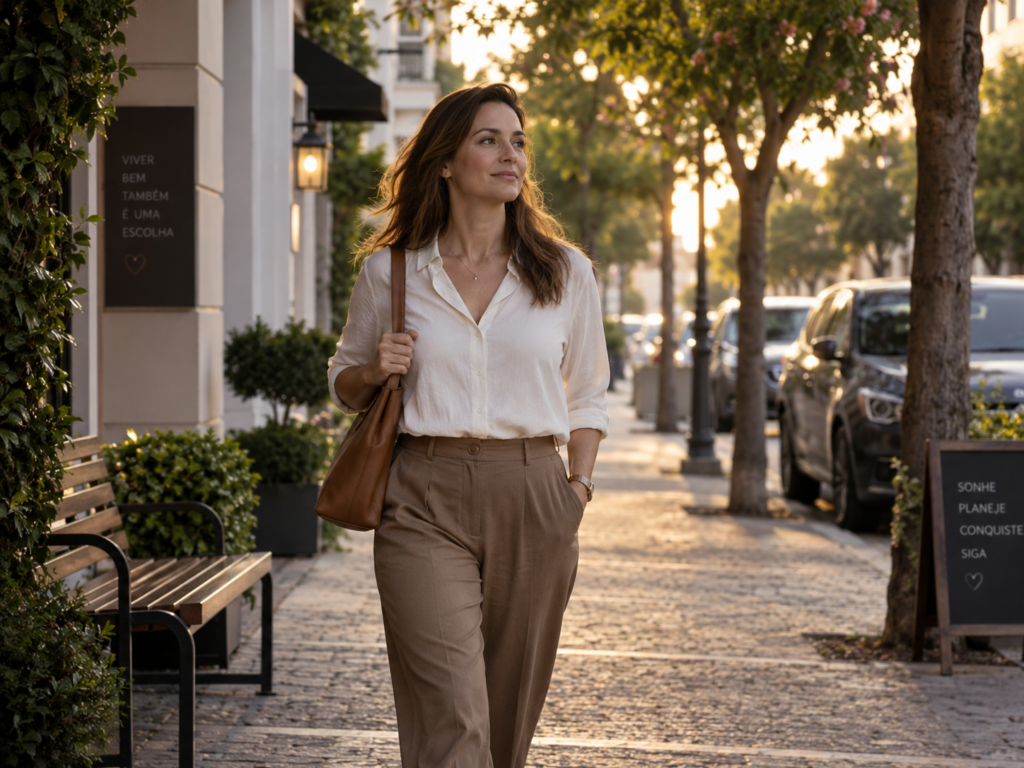 Mulher caminhando sozinha ao ar livre, representando a continuidade da vida após o fim de um relacionamento.