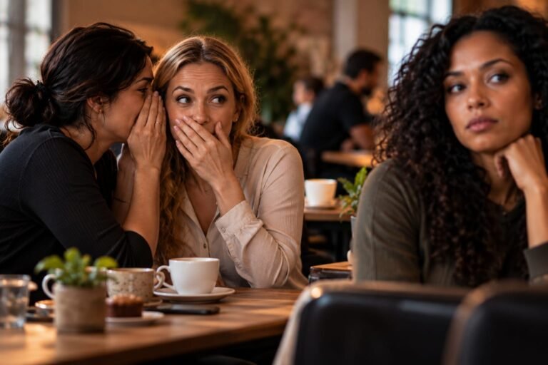 Duas mulheres comentando sobre o comportamento de outra