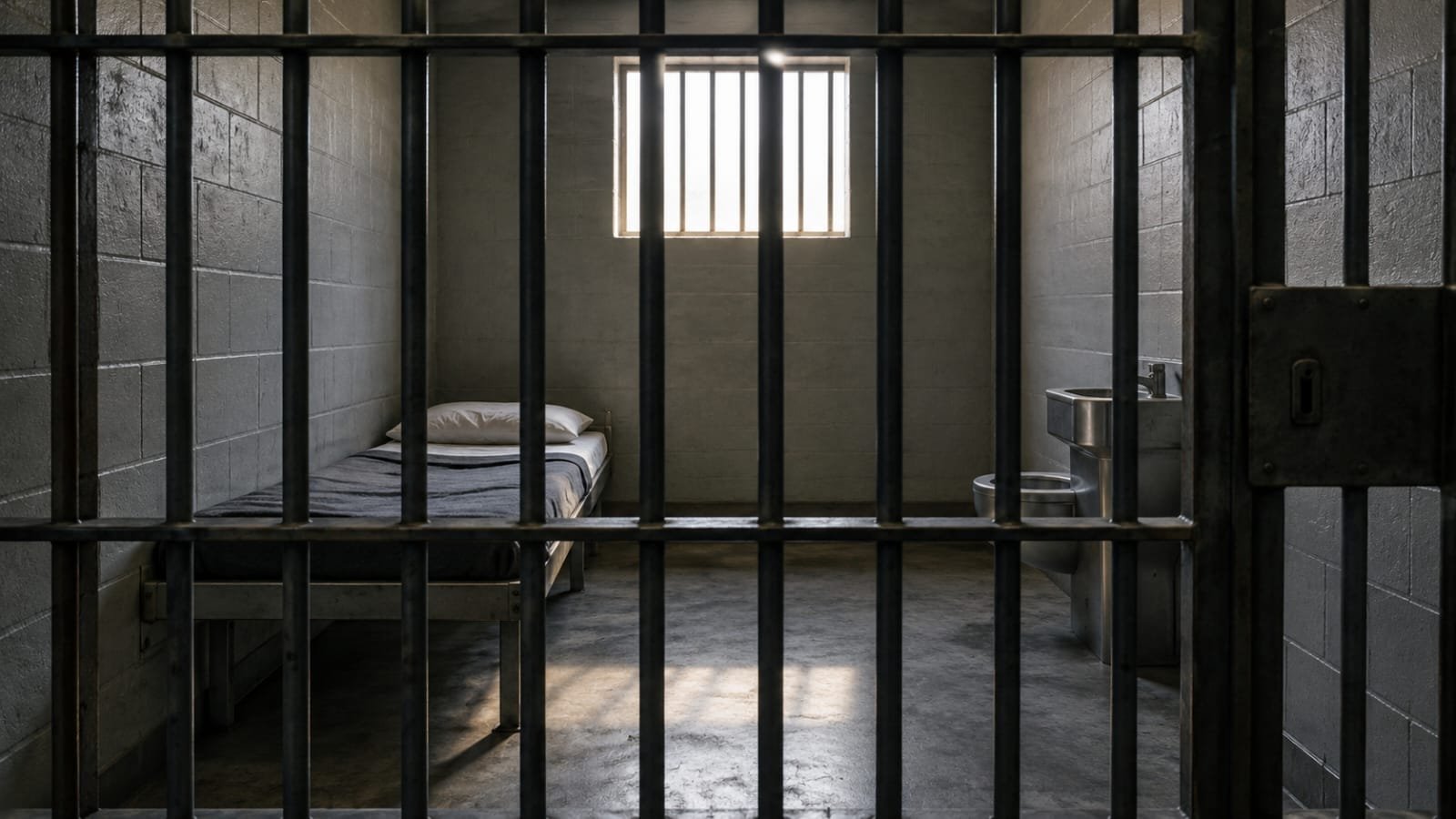 Interior de uma cela prisional vazia, representando a privação de liberdade no debate sobre maioridade penal.